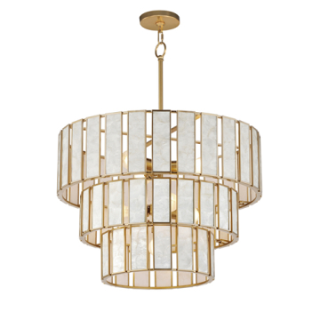 Maxim Lighting Miramar 7-Light Chandelier - 120V - Capiz / Natural Aged Brass