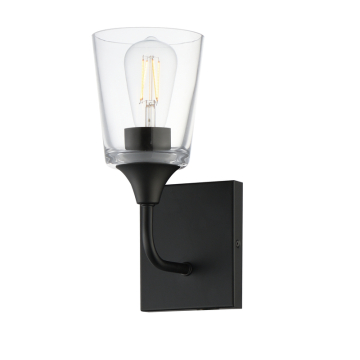 Maxim Lighting Hudson 1-Light Sconce - 120V - Black - Clear Glass