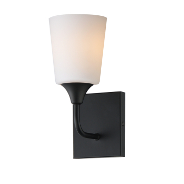 Maxim Lighting Hudson 1-Light Sconce - 120V - Black - Satin White Glass