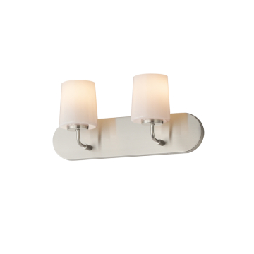 Maxim Lighting Durham 2-Light Strip Bath Vanity Light - 120V - Satin Nickel - White Glass