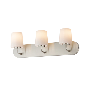 Maxim Lighting Durham 3-Light Strip Bath Vanity Light - 120V - Satin Nickel - White Glass