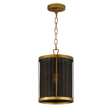 Maxim Lighting Rattan 1-Light Pendant - 120V - Natural Aged Brass