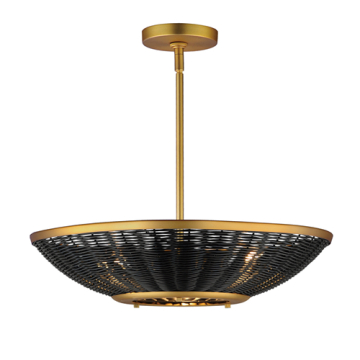 Maxim Lighting Rattan 20" 3-Light Pendant - 120V - Natural Aged Brass