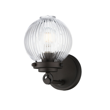 Maxim Lighting Kasbah 1-Light Bath Vanity Light - 120V - Oil Rubbed Bronze - Clear Ribbed Glass