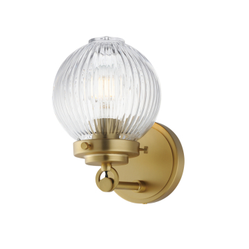 Maxim Lighting Kasbah 1-Light Bath Vanity Light - 120V - Satin Brass - Clear Ribbed Glass
