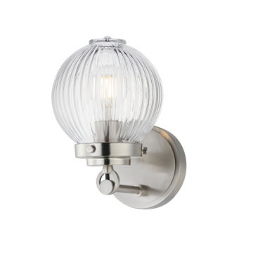 Maxim Lighting Kasbah 1-Light Bath Vanity Light - 120V - Satin Nickel - Clear Ribbed Glass