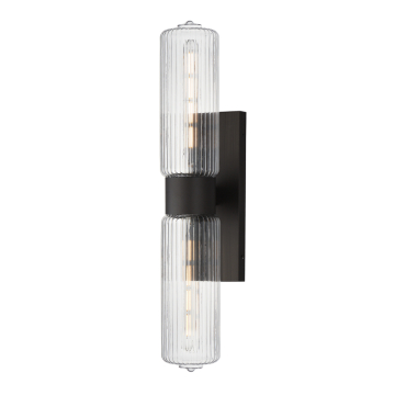 Maxim Lighting Kasbah 2-Light Wall Sconce - 120V - Oil Rubbed Bronze - Clear Ribbed Glass