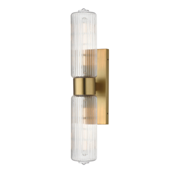 Maxim Lighting Kasbah 2-Light Wall Sconce - 120V - Satin Brass - Clear Ribbed Glass