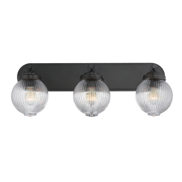 Maxim Lighting Kasbah 3-Light Bath Vanity Light - 120V - Oil Rubbed Bronze - Clear Ribbed Glass