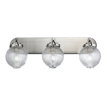 Maxim Lighting Kasbah 3-Light Bath Vanity Light - 120V - Satin Nickel - Clear Ribbed Glass
