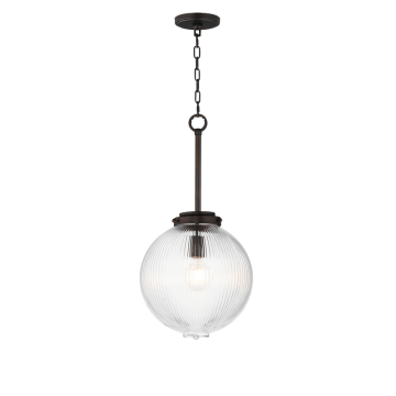 Maxim Lighting Kasbah 12" Pendant - 120V - Oil Rubbed Bronze - Clear Ribbed Glass
