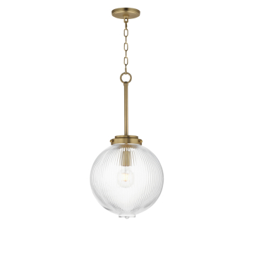 Maxim Lighting Kasbah 12" Pendant - 120V - Satin Brass - Clear Ribbed Glass