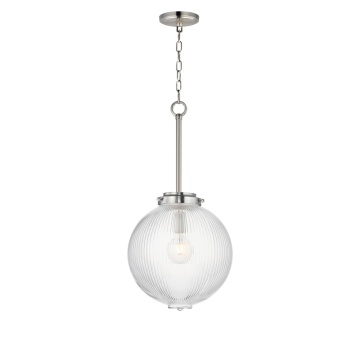 Maxim Lighting Kasbah 12" Pendant - 120V - Satin Nickel - Clear Ribbed Glass