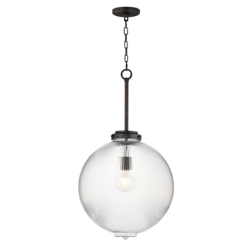 Maxim Lighting Kasbah 16" Pendant - 120V - Oil Rubbed Bronze - Clear Ribbed Glass