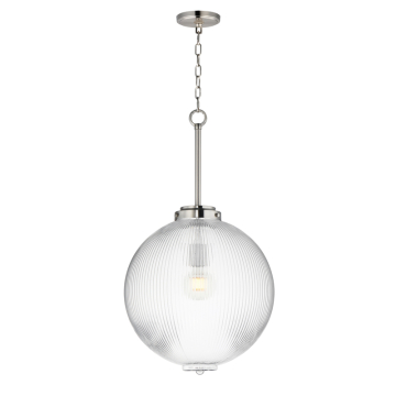Maxim Lighting Kasbah 16" Pendant - 120V - Satin Nickel - Clear Ribbed Glass
