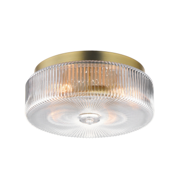 Maxim Lighting Kasbah 4-Light Flush Mount - 120V - Satin Brass - Clear Ribbed Glass