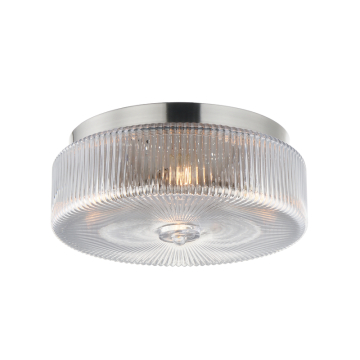 Maxim Lighting Kasbah 4-Light Flush Mount - 120V - Satin Nickel - Clear Ribbed Glass