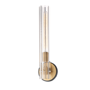 Maxim Lighting Flambeau 1-Light Wall Sconce - 120V - Black / Antique Brass - Clear Glass