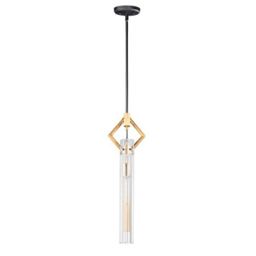 Maxim Lighting Flambeau 1-Light Mini Pendant - 120V - Black / Antique Brass