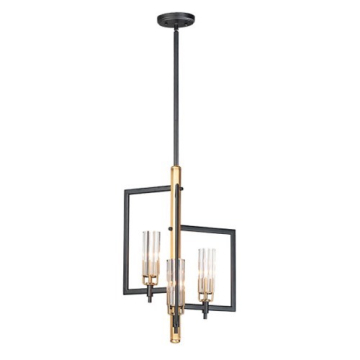 Maxim Lighting Flambeau 3-Light Chandelier - 120V - Black / Antique Brass