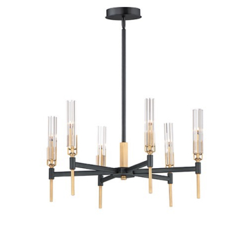 Maxim Lighting Flambeau 6-Light Chandelier - 120-277V - Black / Antique Brass