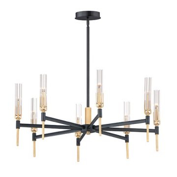 Maxim Lighting Flambeau 8-Light Chandelier - 120-277V - Black / Antique Brass