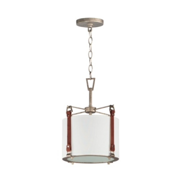 Maxim Lighting Sausalito 1-Light Medium Pendant - 120V - Weathered Zinc / Brown Suede