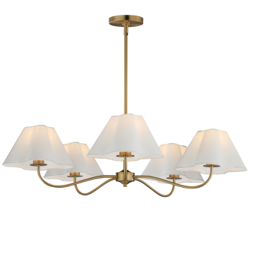 Maxim Lighting Saxon 5-Light Chandelier - 120V - Natural Aged Brass - White Glass