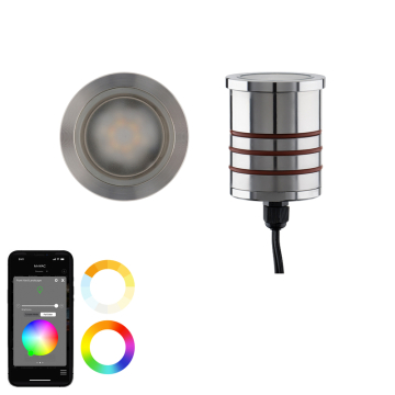 WAC Lighting Colorscaping 2" LED Round Slim Inground Indicator Light  - 250 Lumens - 4.5W - RGB + Tunable White - 12V - Stainless Steel