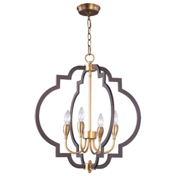 Maxim Lighting Crest 4-Light Chandelier - 120V - Oil Rubbed Bronze / Antique Brass