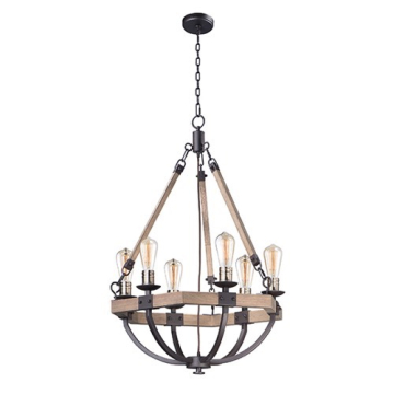 Maxim Lighting Lodge 6-Light Chandelier - 120V - Weathered Oak / Bronze