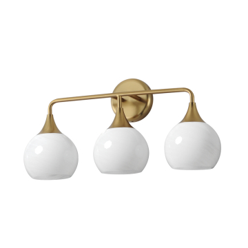 Maxim Lighting Neve 3-Light Bath Vanity Light - 120V - Natural Aged Brass - Marble Glass