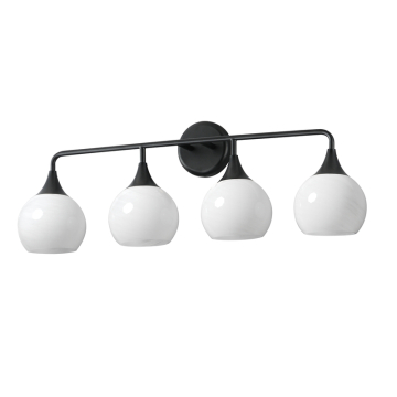 Maxim Lighting Neve 4-Light Bath Vanity Light - 120V - Black - Marble Glass