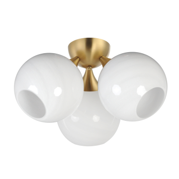 Maxim Lighting Neve 3-Light Semi Flush - 120V - Natural Aged Brass - Marble Glass