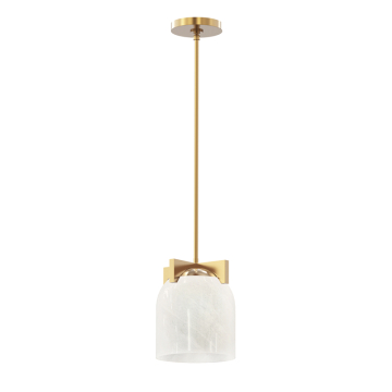 Maxim Lighting Scoop 1-Light Pendant/Flush Mount - 120V - Natural Aged Brass - Marble Glass