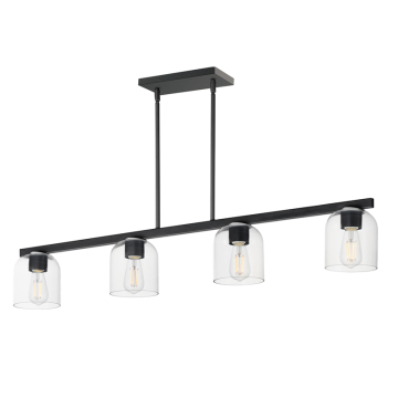 Maxim Lighting Scoop 4-Light Linear Pendant - 120V - Black - Clear Glass