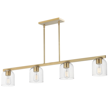 Maxim Lighting Scoop 4-Light Linear Pendant - 120V - Natural Aged Brass - Clear Glass