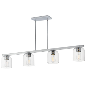 Maxim Lighting Scoop 4-Light Linear Pendant - 120V - Polished Chrome - Clear Glass