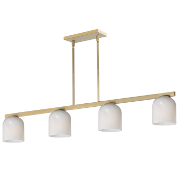 Maxim Lighting Scoop 4-Light Linear Pendant - 120V - Natural Aged Brass - Marble Glass