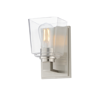 Maxim Lighting Cubos 1-Light Wall Sconce - 120V - Satin Nickel - Clear Glass