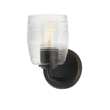 Maxim Lighting Honey 1-Light Sconce - 120V - Kentucky Bronze - Clear Ribbed Glass