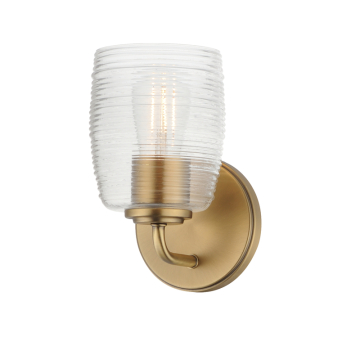 Maxim Lighting Honey 1-Light Sconce - 120V - Natural Aged Brass - Clear Ribbed Glass