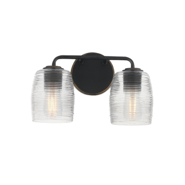 Maxim Lighting Honey 2-Light Sconce - 120V - Kentucky Bronze - Clear Ribbed Glass