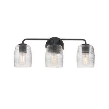 Maxim Lighting Honey 3-Light Bath Vanity - 120V - Kentucky Bronze - Clear Ribbed Glass