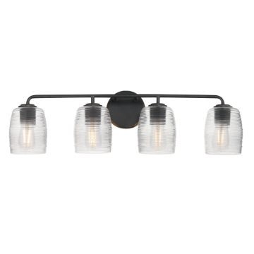 Maxim Lighting Honey 4-Light Bath Vanity - 120V - Kentucky Bronze - Clear Ribbed Glass