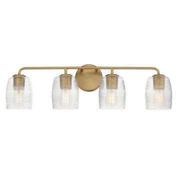 Maxim Lighting Honey 4-Light Bath Vanity - 120V - Natural Aged Brass - Clear Ribbed Glass