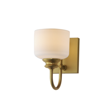 Maxim Lighting Bisque 1-Light Wall Sconce - 120V - Natural Aged Brass - White Glass