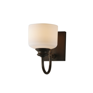 Maxim Lighting Bisque 1-Light Wall Sconce - 120V - Oil Rubbed Bronze - White Glass
