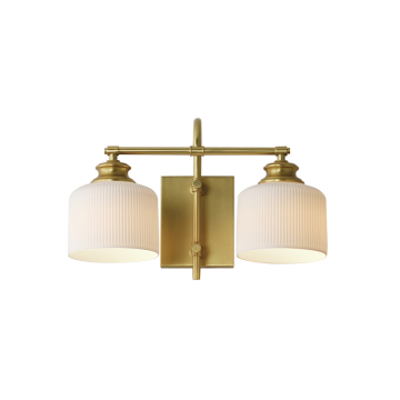 Maxim Lighting Bisque 2-Light Wall Sconce - 120V - Natural Aged Brass - White Glass