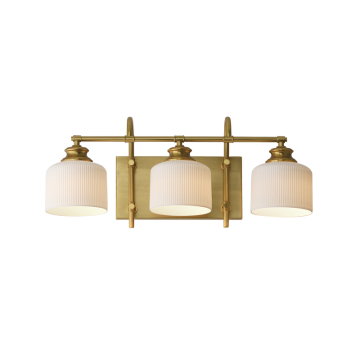 Maxim Lighting Bisque 3-Light Bath Vanity Light - 120V - Natural Aged Brass - White Glass